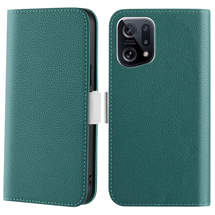 Caso de Suporte da Carteira de Colorido Candy Para Oppo Find X5, Litchi Textura PU Capa Tape de Tolo Provada de Catura do - Verde