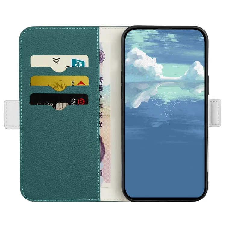 Estojo Colorido de Doces Para Oppo Encontre X5 Pro, Estilos de Carteira Textura Litchi PU Couro Ajustável Stand Phone Shell - Verde