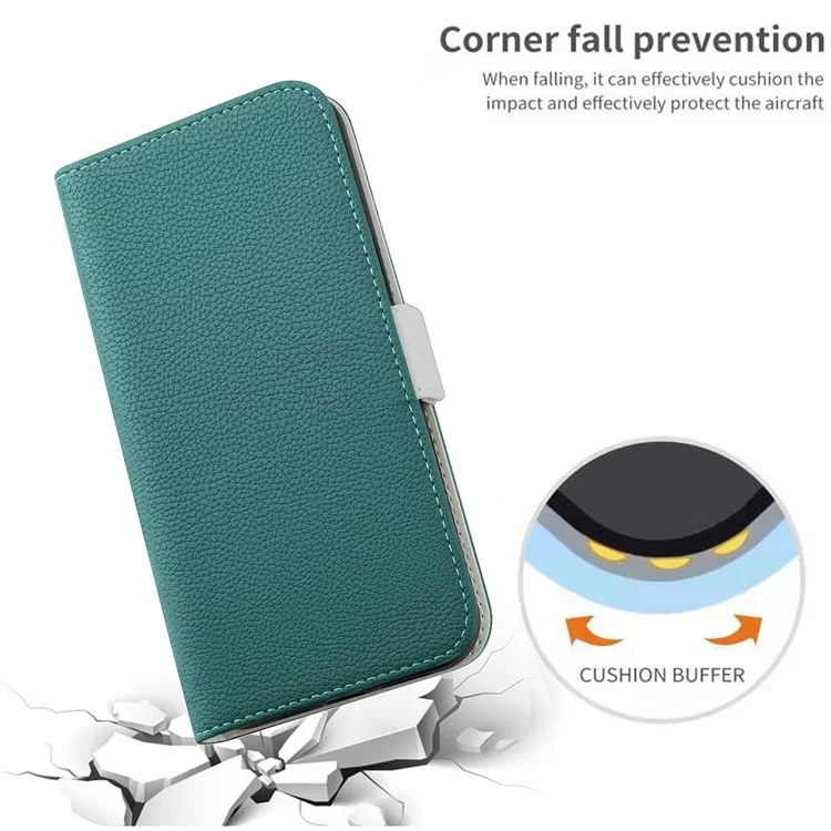 Boîtier de Couleur de Bonbons Pour Oppo Find X5 Pro, Portefeuille Litchi Texture PU le Cuir Ajusté Shel de Téléphone - Vert