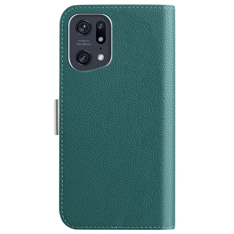 Estojo Colorido de Doces Para Oppo Encontre X5 Pro, Estilos de Carteira Textura Litchi PU Couro Ajustável Stand Phone Shell - Verde