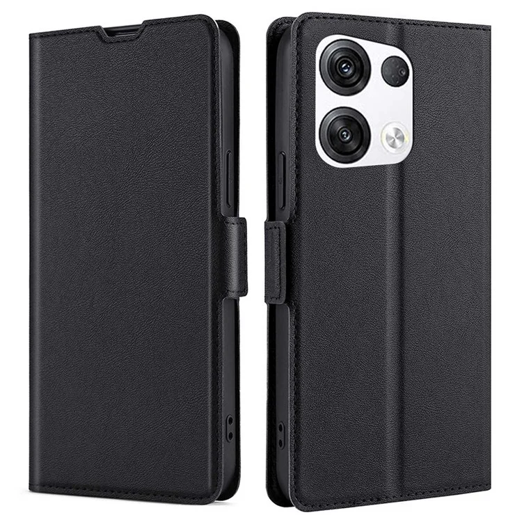 Pour Oppo Reno8 Pro + 5G / Reno8 Pro 5G (version Globale) Couverture de Téléphone à Amortisseur Couvercle de Téléphone Magnétique Conception du Support de Cartes de la Carte de Fer à Ultra-mince - le Noir