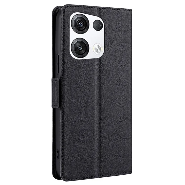 For Oppo Reno8 Pro+ 5G Shockproof Phone Cover Side Magnetic Clasp Card Holder Design Ultra-thin PU Leather Mobile Phone Case Stand - Black