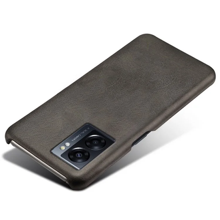 Pour Oppo A57 (2022) 5G / A77 5G Non Glip de Gip Doctorant du Téléphone à Choc du Veau Texturé en Cuir PU Revêtement de Protection du PC Dur PC Anti-rayures - le Noir