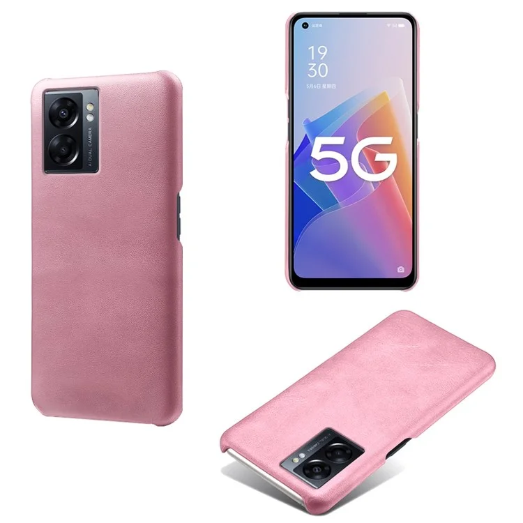 Pour Oppo A57 (2022) 5G / A77 5G Non Glip de Gip Doctorant du Téléphone à Choc du Veau Texturé en Cuir PU Revêtement de Protection du PC Dur PC Anti-rayures - or Rose