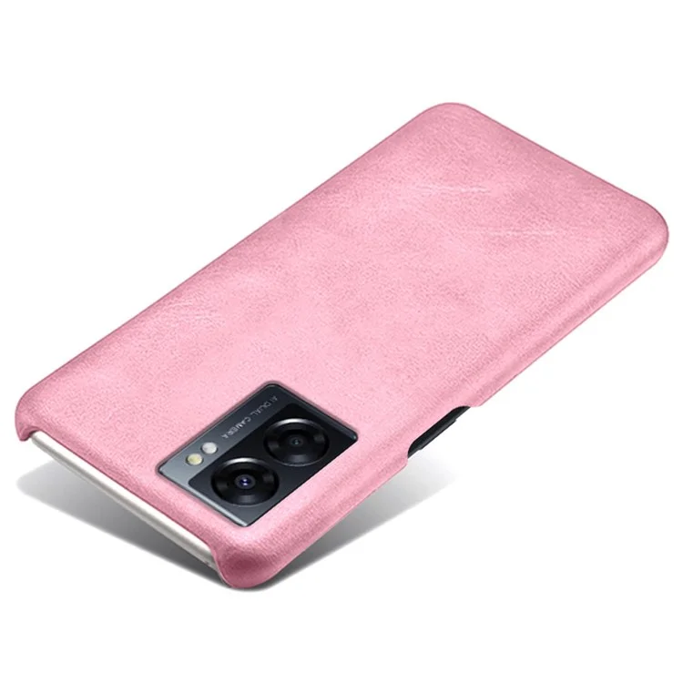 Pour Oppo A57 (2022) 5G / A77 5G Non Glip de Gip Doctorant du Téléphone à Choc du Veau Texturé en Cuir PU Revêtement de Protection du PC Dur PC Anti-rayures - or Rose