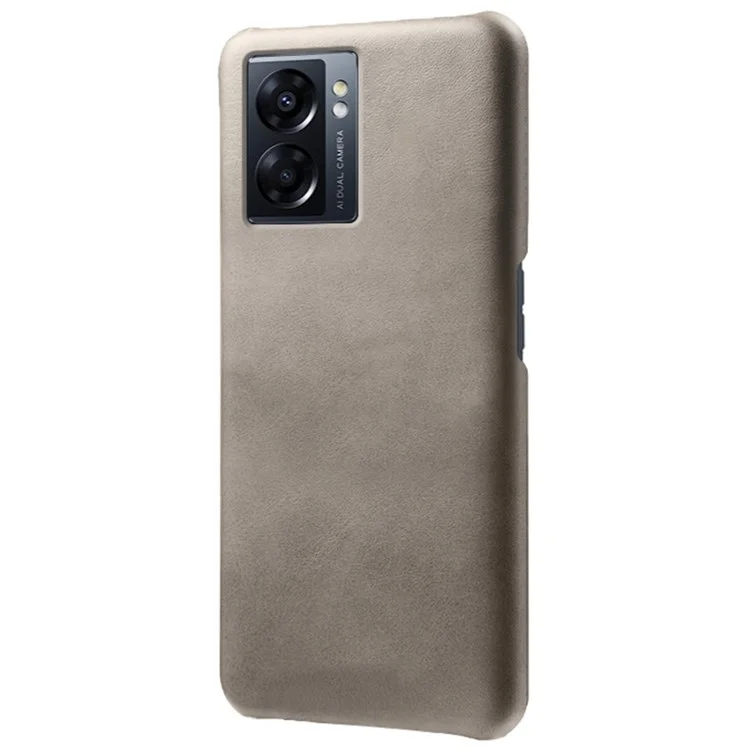 Para o Oppo A57 (2022) 5G / A77 5G Caixa de Telefone à Prova de Choque Não Deslizamento 5G Casca de Couro Com Textura de Couro PU Anti-arranhão PC Hard PC Tampa de Proteção - Cinza