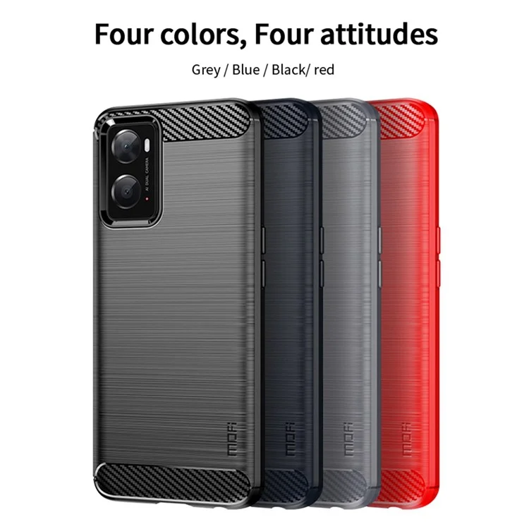 Mofi Для Oppo A57 4G / A57 (2022) 5G / A77 5G / K10 5G / Realme V23 4g / Нарзо 50 5G / Q5i Ультра-лим-карбоновое Волокно Текстура Мягкая TPU Задняя Крышка Сборочной Поверхности. - Серый
