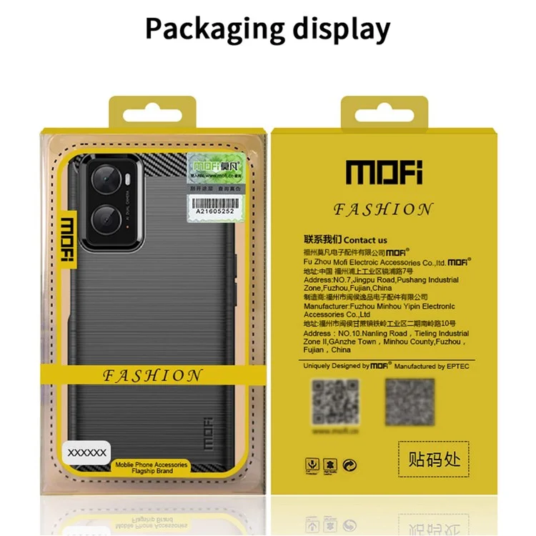 Mofi Para Oppo A57 4G / A57 (2022) 5G / A77 5G / K10 5G / Realme V23 4g / Narzo 50 5g / Textura de Fibra de Carbono Ultra-slim Q5i TPU Soft TPU Tapa Trasera Case de Teléfono Anti-aceite de la Superficie Cepillada - Rojo