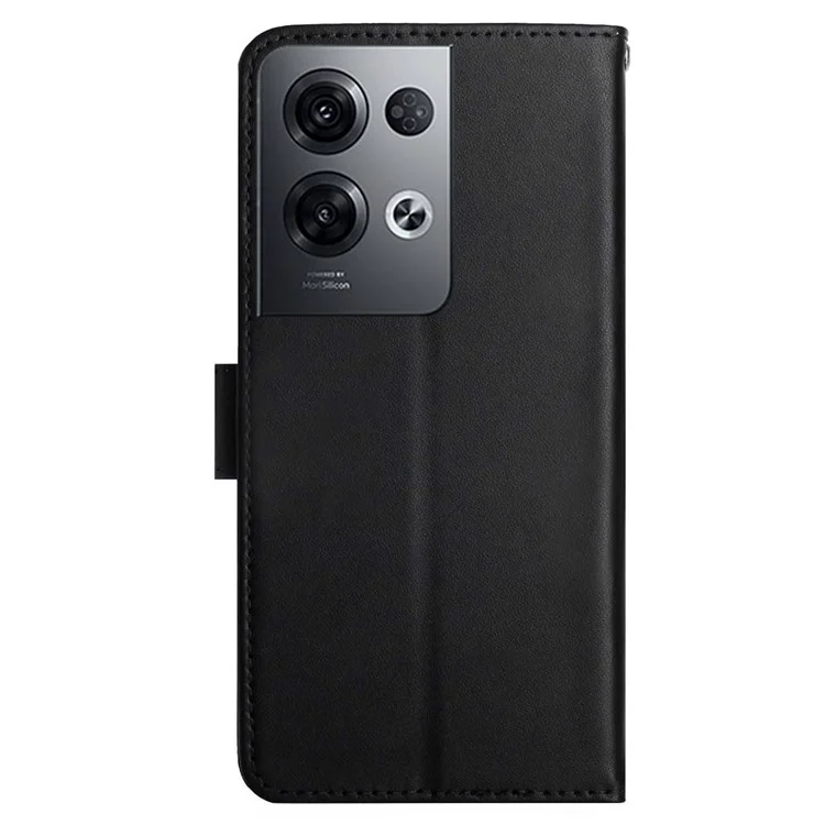 HT02 Para Oppo Reno8 Pro+(china) 5G / Reno8 Pro 5G (versión Global) Case de Teléfono de Cuero Genuino Nappa Texture Willet Supar Cover - Negro