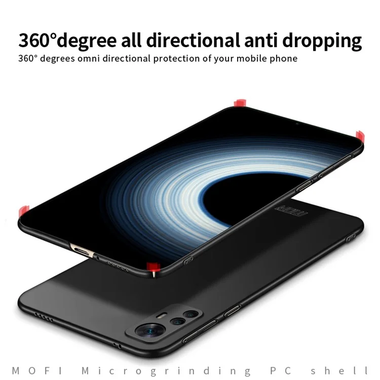 Mofi JK PC ​​series-1 Para Xiaomi Redmi K50 Ultra 5G / 12T 5G Anti-scratch Matte Case de Teléfonos Hard PC Cubierta Protectora Con Correa - Negro