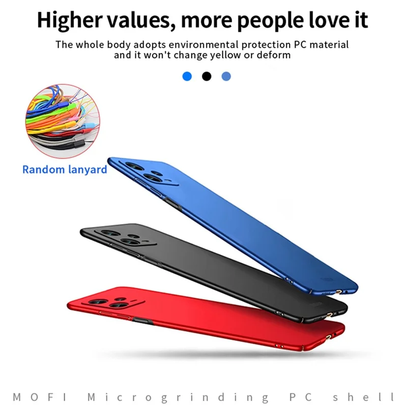 MOFI JK PC Series-1 for Xiaomi Redmi Note 12 Pro 5G Anti-scratch Matte Phone Case Hard PC Protective Cover with Strap - Blue