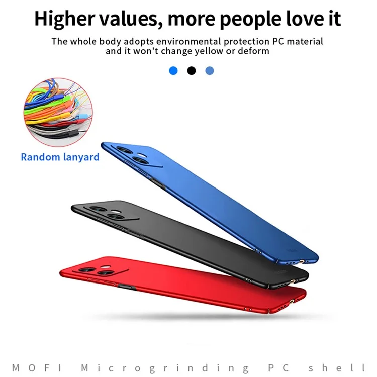 MOFI JK PC Series-1 for Xiaomi Redmi Note 12 5G (China) Fingerprint-Free Matte Phone Case Hard PC Protective Cover with Strap - Black
