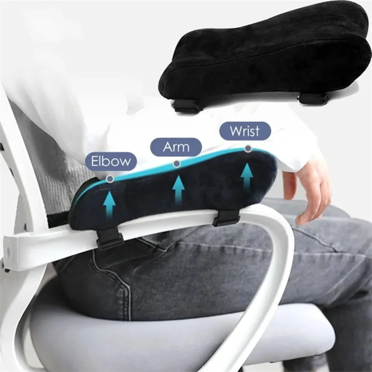 Ergonomic Memory Foam Armrest Pad Home Office Seat Armrest Pillow for Wheelchair - Crystal Velvet+Black