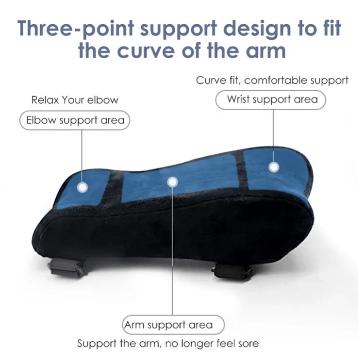 Ergonomic Memory Foam Armrest Pad Home Office Seat Armrest Pillow for Wheelchair - Crystal Velvet+Black