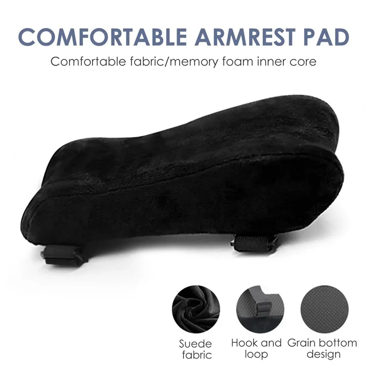 Ergonomic Memory Foam Armrest Pad Home Office Seat Armrest Pillow for Wheelchair - Crystal Velvet+Black