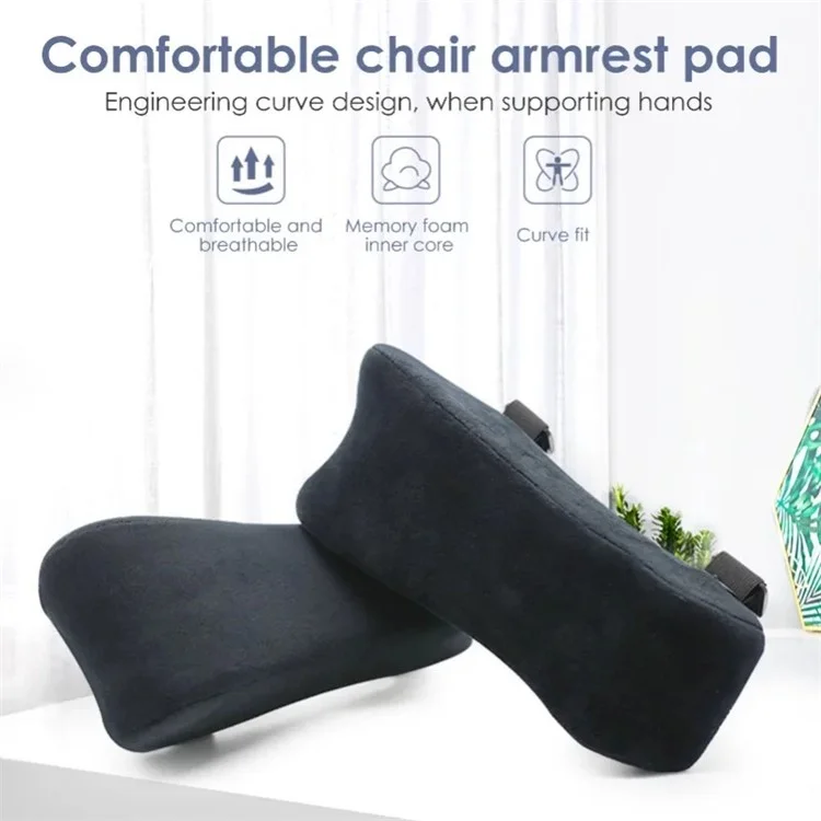 Ergonomic Memory Foam Armrest Pad Home Office Seat Armrest Pillow for Wheelchair - Crystal Velvet+Black