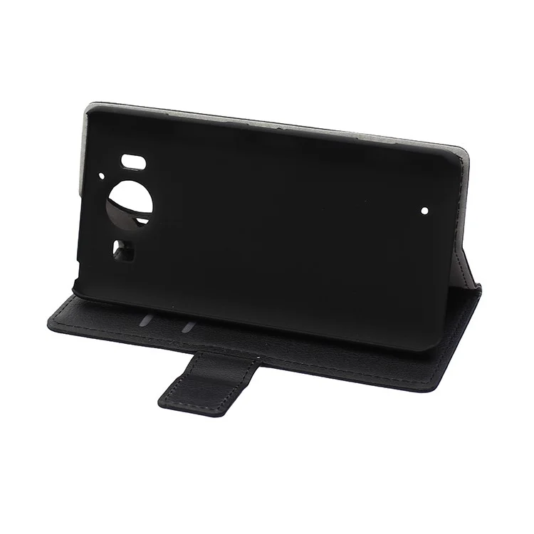 Wallet Leather Magnetic Flip Case for Microsoft Lumia 950 - Black