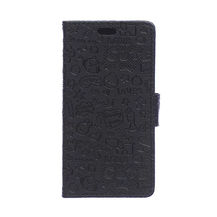 Cartoon Graffiti Leather Card Holder Cover for Microsoft Lumia 950 XL - Black