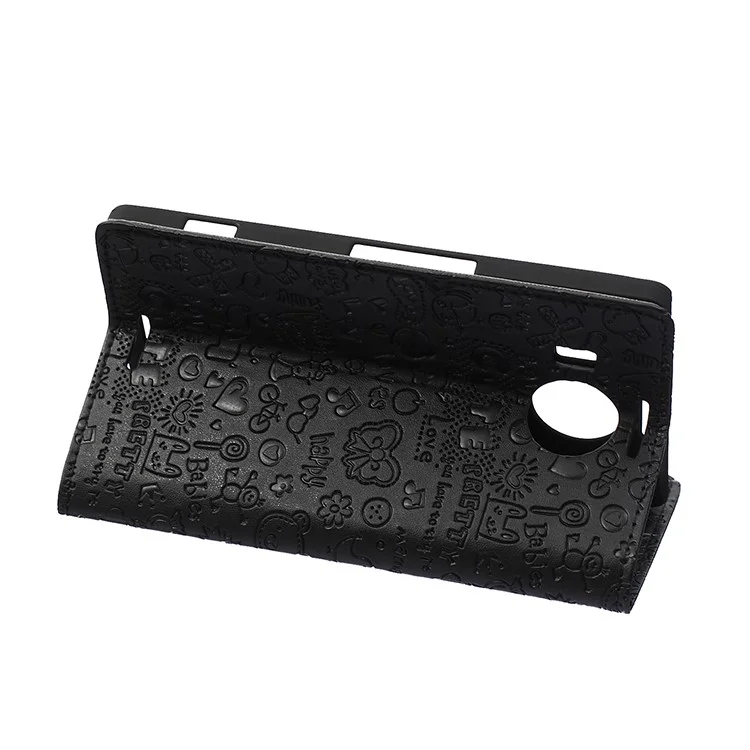 Cartoon Graffiti Leather Card Holder Cover for Microsoft Lumia 950 XL - Black