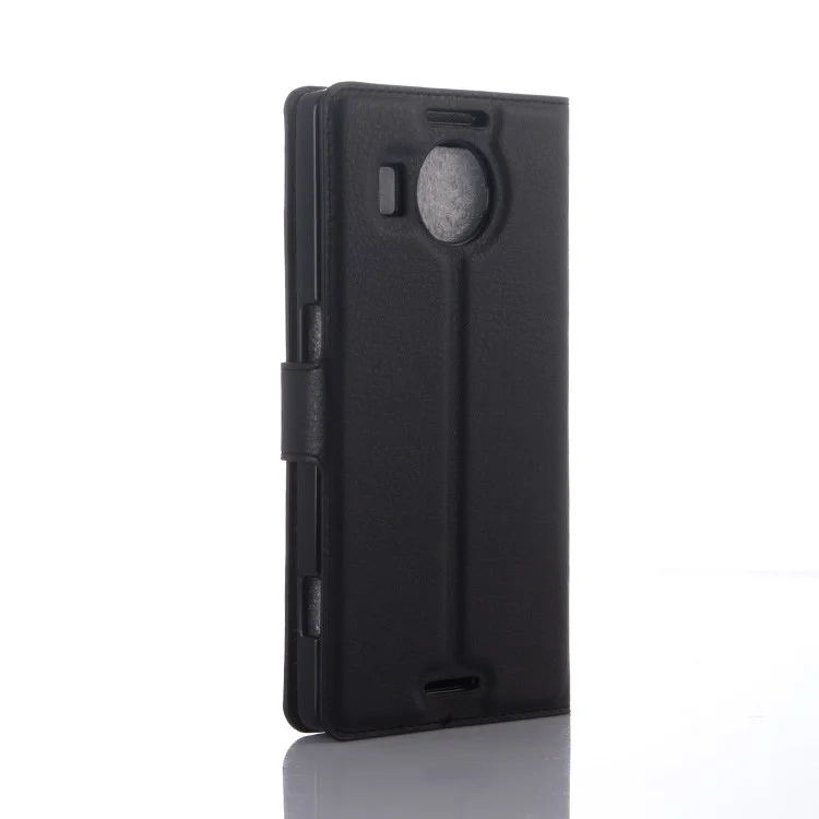 Litchi Grain Wallet Leather Case for Microsoft Lumia 950 XL with Stand - Black