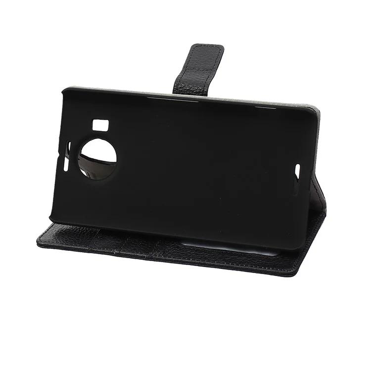 Genuine Wallet Leather Flip Phone Case for Microsoft Lumia 950 XL - Black