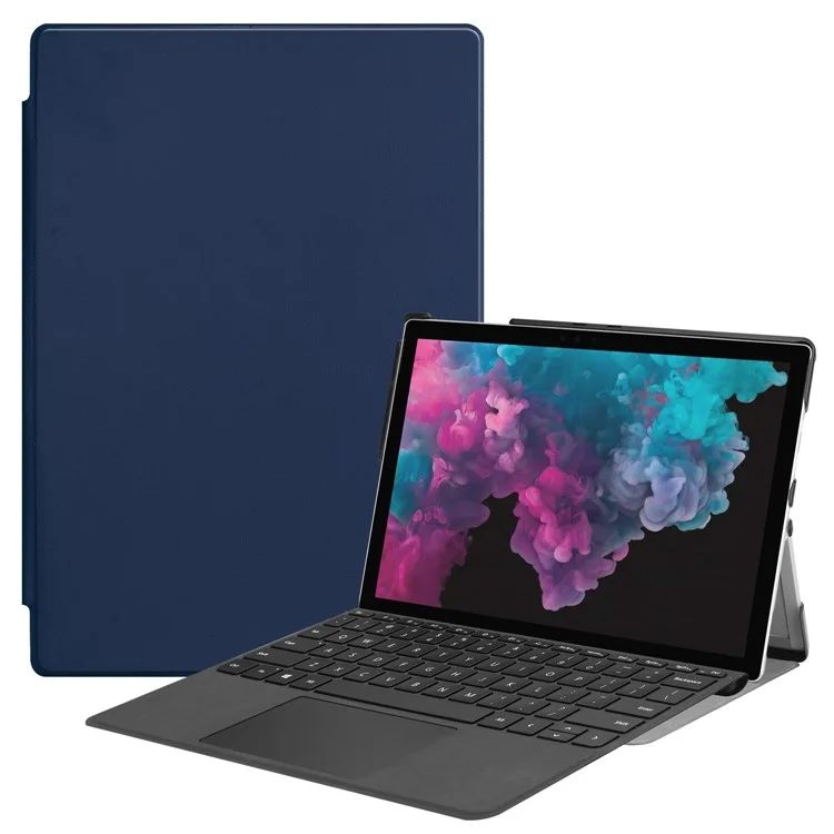 Folio PU Leather Stand Protective Case for Microsoft Surface Pro 7/6/5/4 - Dark Blue