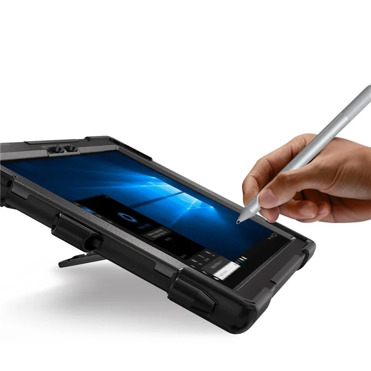 Para Microsoft Surface Pro 7+ / 7 / 6 / 5 / 4 [X-Shape] PC + Caixa Combo TPU / Suporte de Balanço de 360 Graus / Alça de Mão e Alça de Ombro - Preto