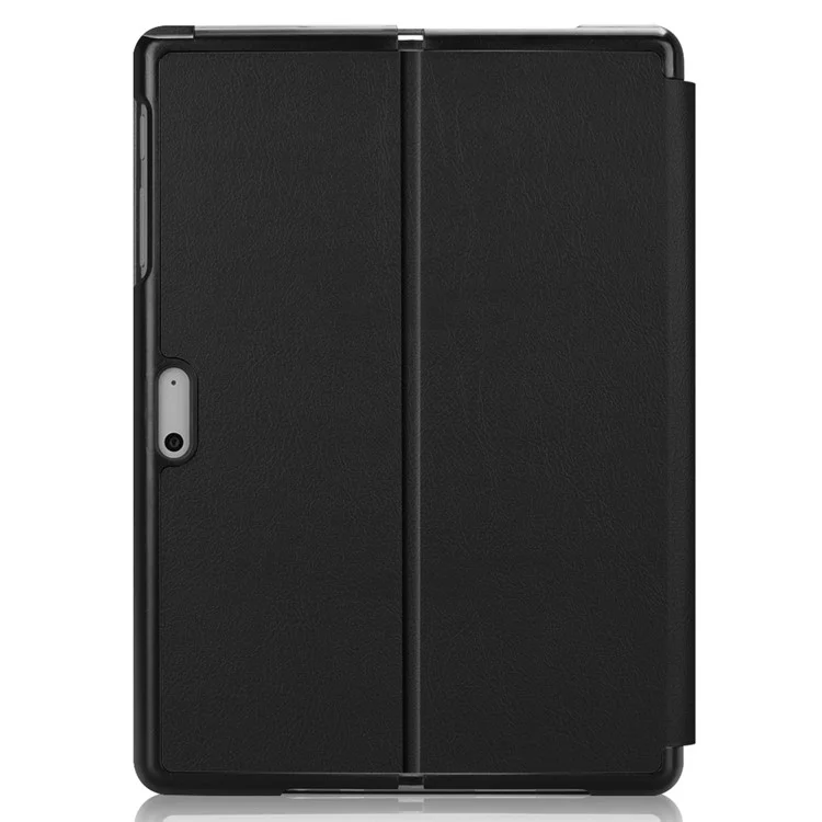 For Microsoft Surface Go/Go 2/Go3 Shockproof Case Solid Color PU Leather Stand Tablet Cover with Pen Slot - Black