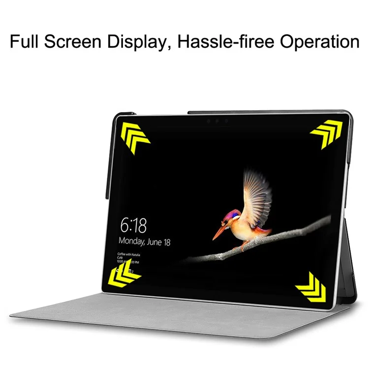 Für Microsoft Surface Go/Go 2/Go3 stoßfeste Hülle Einfarbiges PU-Leder Ständer Tablet-Abdeckung mit Stifthalter - Schwarz