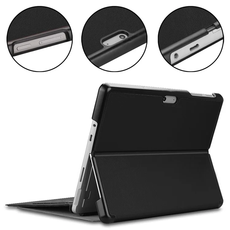 Für Microsoft Surface Go/Go 2/Go3 stoßfeste Hülle Einfarbiges PU-Leder Ständer Tablet-Abdeckung mit Stifthalter - Schwarz
