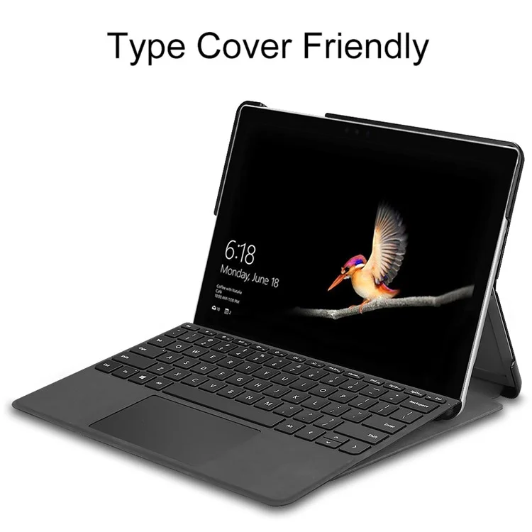 Para Microsoft Surface Go/Go 2/go3 Case a Prueba de Choques Color Sólido PU Cuero Cubierta de Tableta Con Ranura Para Lápiz - Negro