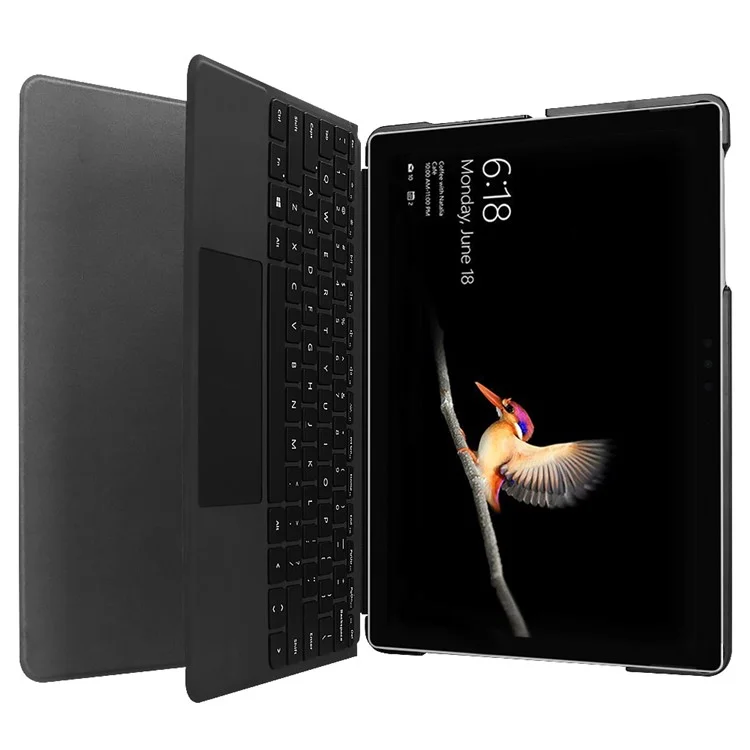 For Microsoft Surface Go/Go 2/Go3 Shockproof Case Solid Color PU Leather Stand Tablet Cover with Pen Slot - Black