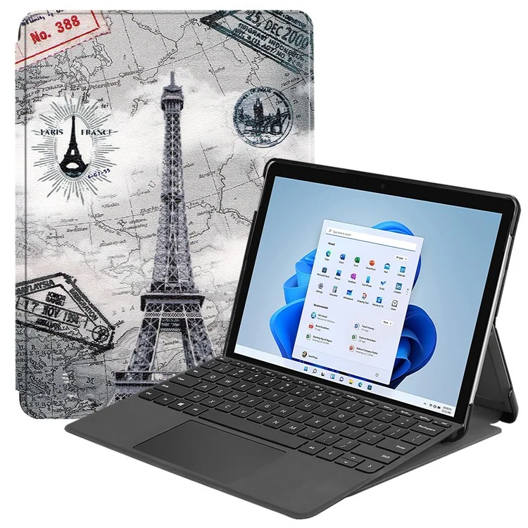 Pattern Printing Stand PU Leather Tablet Cover Case for Microsoft Surface Pro 8 - Tower