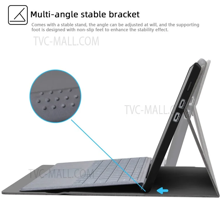 Cloth Texture TPU + Microfiber Leather Folio Flip Laptop Notebook Protective Case with Stand for Microsoft Surface Pro X