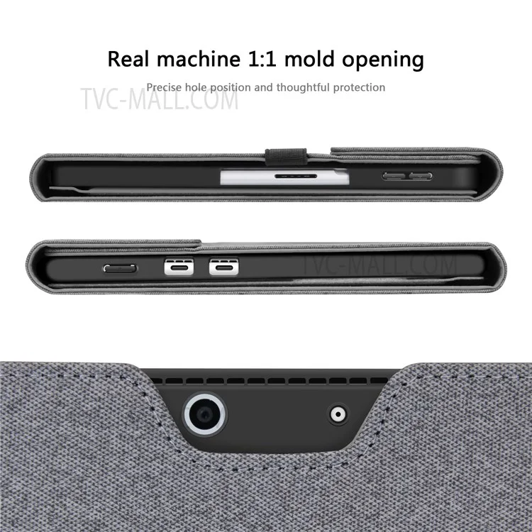Cloth Texture TPU + Microfiber Leather Folio Flip Laptop Notebook Protective Case with Stand for Microsoft Surface Pro X