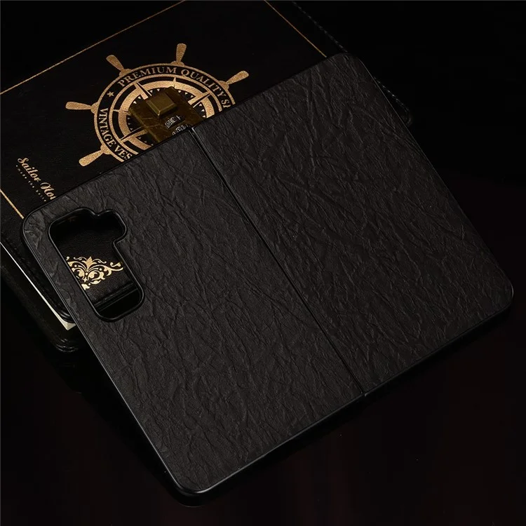 Para Microsoft Surface Duo 2 Capa de telefone rígida revestida de couro PU texturizado com boa proteção - Preto