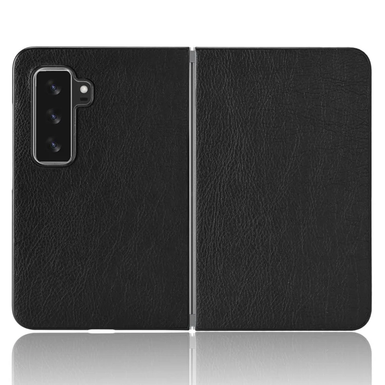 For Microsoft Surface Duo 2 Retro Style PU Leather Coated PC Case Protective Phone Shell - Black