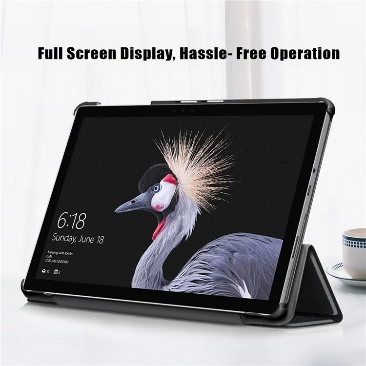 Для Microsoft Surface Go3 (2021) Автоматическое пробуждение / Режим сна Премиум Tri-Fold Stand PU Кожаный Slim Light Чехол для планшета - Черный