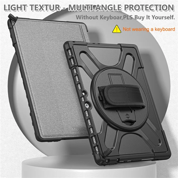 Para Microsoft Surface Pro 8 Funda de Tablet a Prueba de Golpes con Soporte Giratorio de 360 Grados PC + TPU Híbrida - Negro