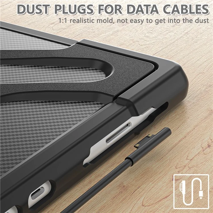 Para Microsoft Surface Pro 8 Funda de Tablet a Prueba de Golpes con Soporte Giratorio de 360 Grados PC + TPU Híbrida - Negro