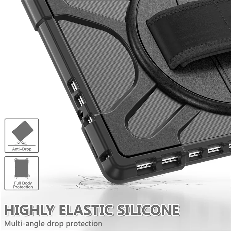 Para Microsoft Surface Pro 8 Funda de Tablet a Prueba de Golpes con Soporte Giratorio de 360 Grados PC + TPU Híbrida - Negro