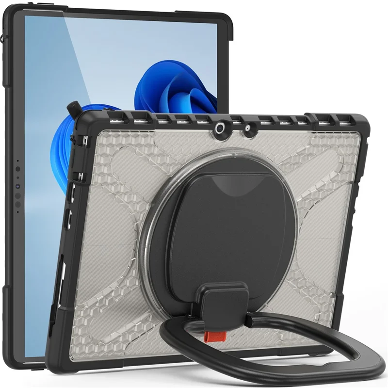 For Microsoft Surface Pro 8 Protective Case Shockproof Tablet Cover TPU Frame + PC Back Shell with Kickstand - Transparent