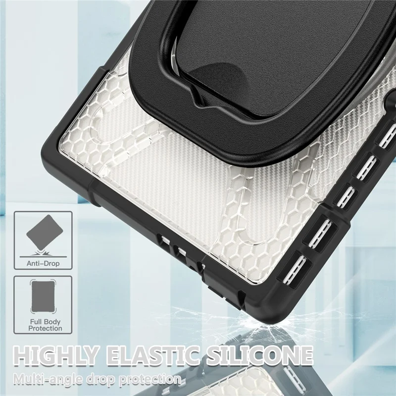 For Microsoft Surface Pro 8 Protective Case Shockproof Tablet Cover TPU Frame + PC Back Shell with Kickstand - Transparent