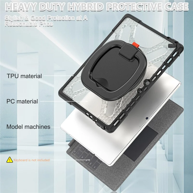 For Microsoft Surface Pro 8 Protective Case Shockproof Tablet Cover TPU Frame + PC Back Shell with Kickstand - Transparent