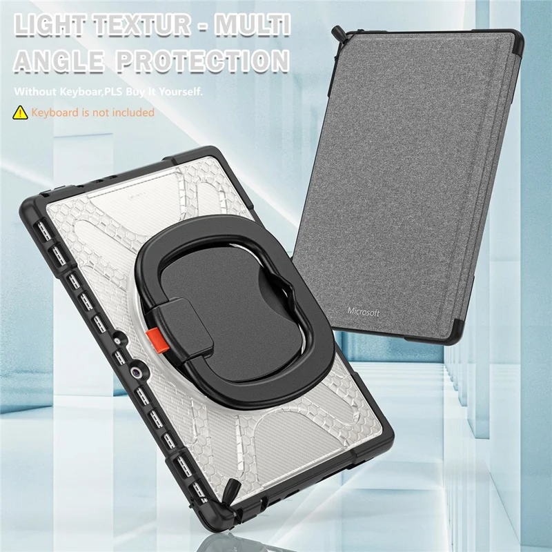 For Microsoft Surface Pro 8 Protective Case Shockproof Tablet Cover TPU Frame + PC Back Shell with Kickstand - Transparent