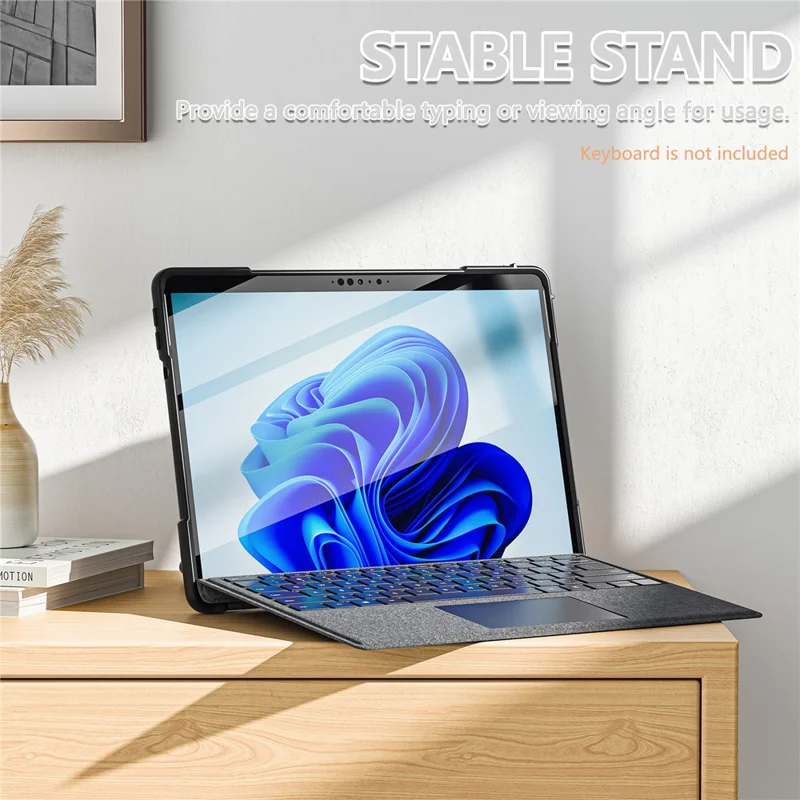 For Microsoft Surface Pro 8 Protective Case Shockproof Tablet Cover TPU Frame + PC Back Shell with Kickstand - Transparent