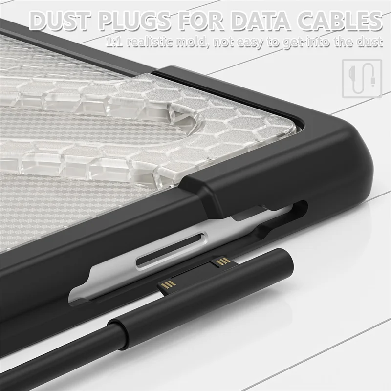 For Microsoft Surface Pro 8 Protective Case Shockproof Tablet Cover TPU Frame + PC Back Shell with Kickstand - Transparent