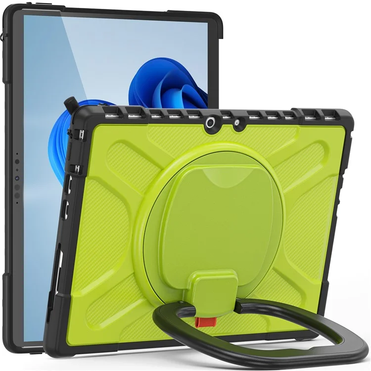 For Microsoft Surface Pro 8 Protective Case Shockproof Tablet Cover TPU Frame + PC Back Shell with Kickstand - Yellowgreen