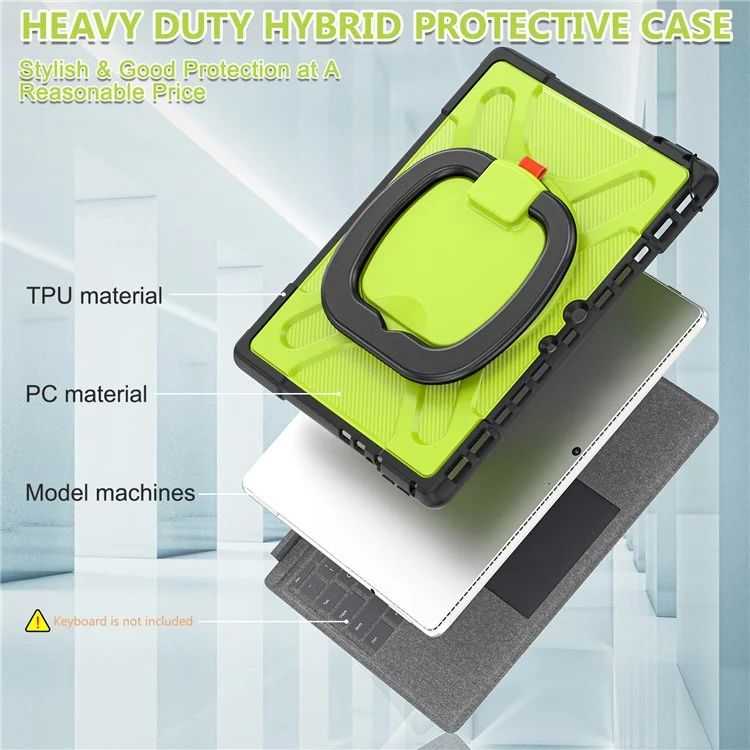 For Microsoft Surface Pro 8 Protective Case Shockproof Tablet Cover TPU Frame + PC Back Shell with Kickstand - Yellowgreen