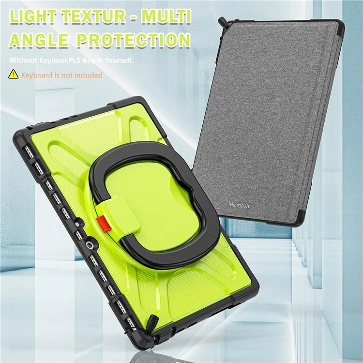 For Microsoft Surface Pro 8 Protective Case Shockproof Tablet Cover TPU Frame + PC Back Shell with Kickstand - Yellowgreen